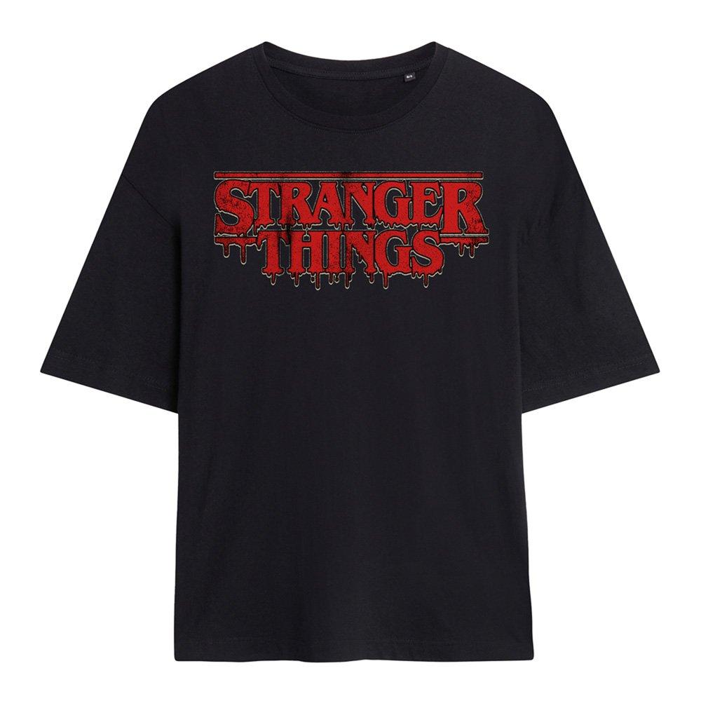 Black - Stranger Things - Stranger Things Retro Drippy Logo Oversized T-Shir - 1