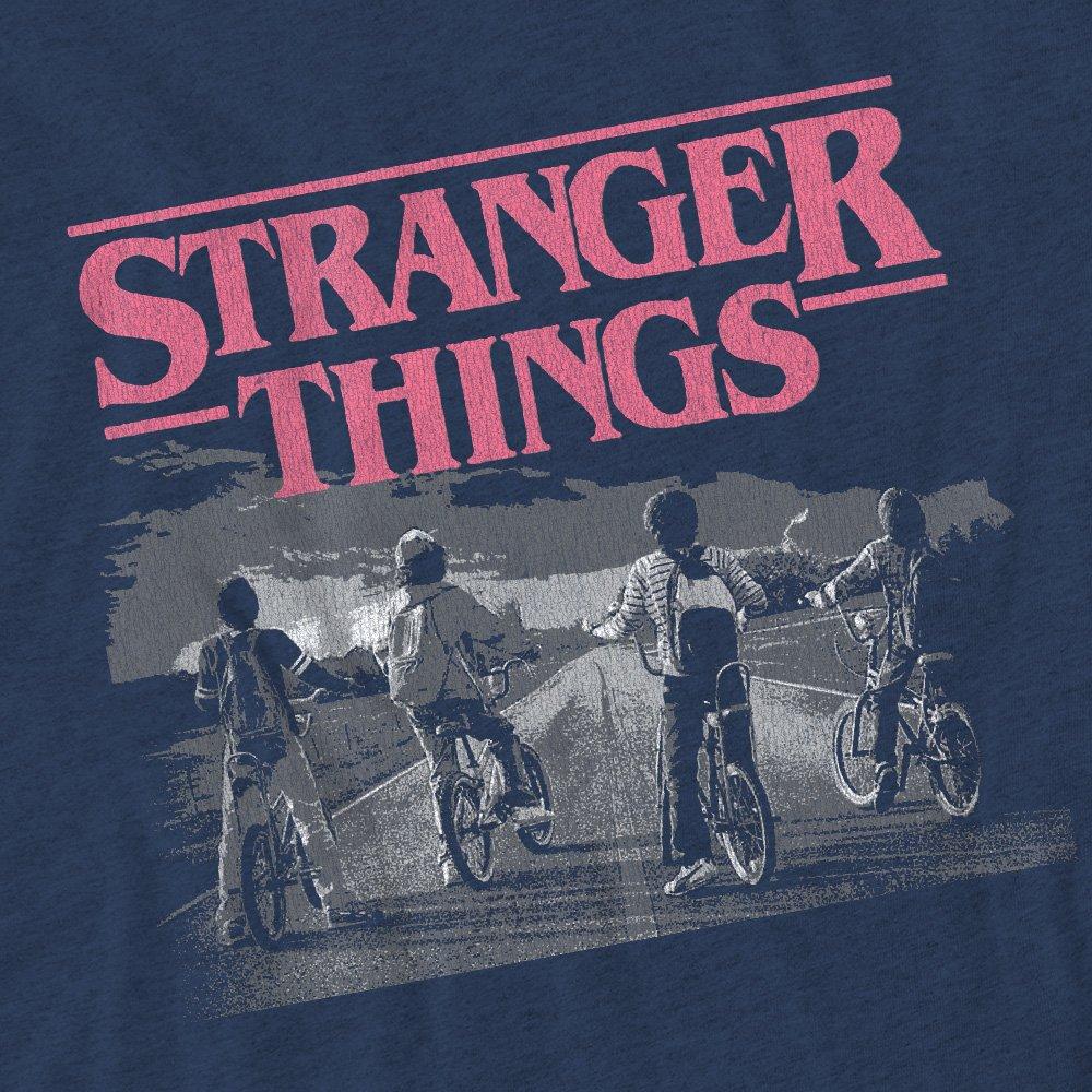 Navy - Stranger Things - Stranger Things Seson 1 Poster Bike Scene T-Shirt - 2