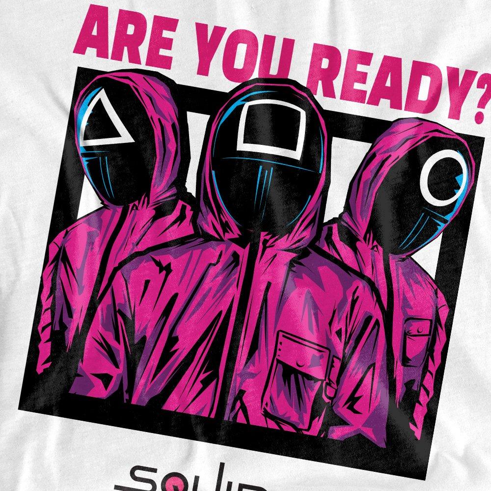 White - Squid Game - SQUID GAME GUARDS ARE YOU READY COMIC T-Shirt Whi - 2