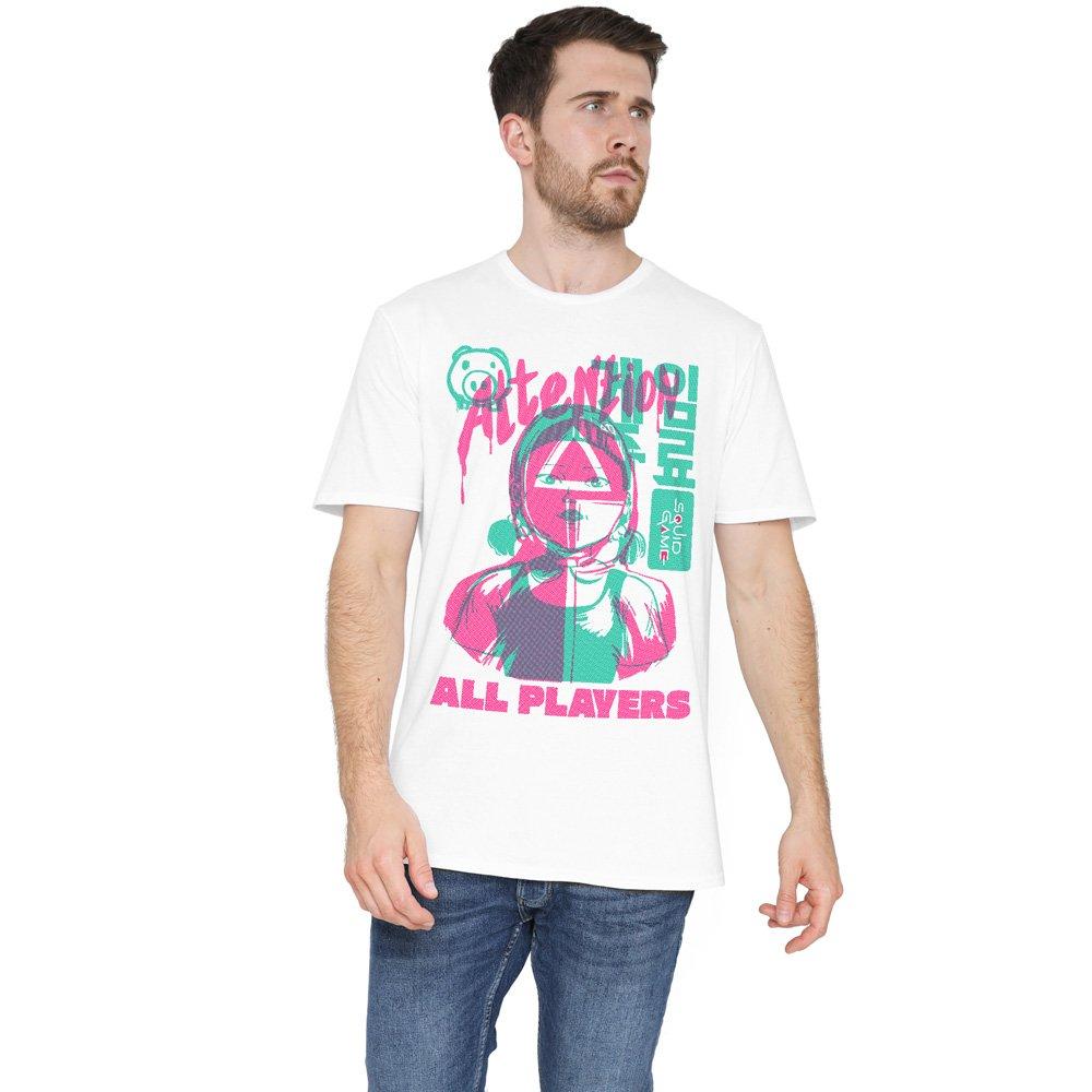 White - Squid Game - SQUID GAME ATTENTION ALL PLAYERS T-Shirt White - 1