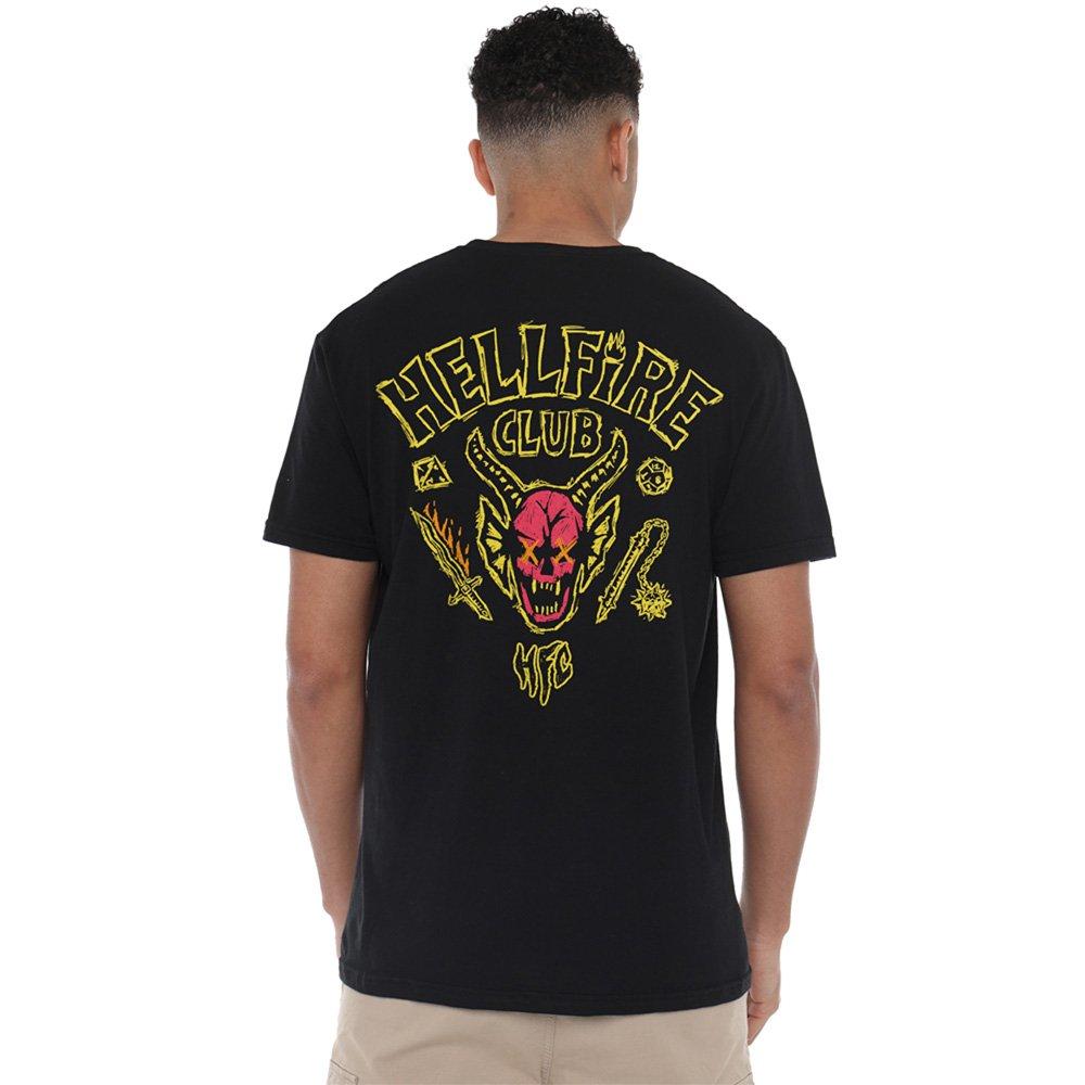 Black - Stranger Things - Stranger Things Hellfire Outline Front Back T-Shir - 1