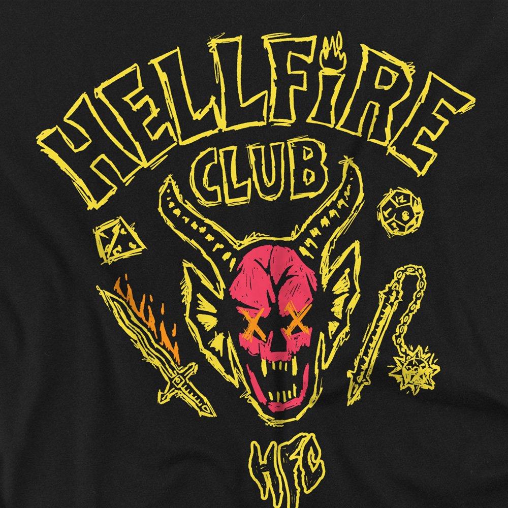 Black - Stranger Things - Stranger Things Hellfire Outline Front Back T-Shir - 3