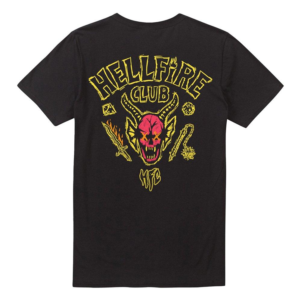Black - Stranger Things - Stranger Things Hellfire Outline Front Back T-Shir - 4