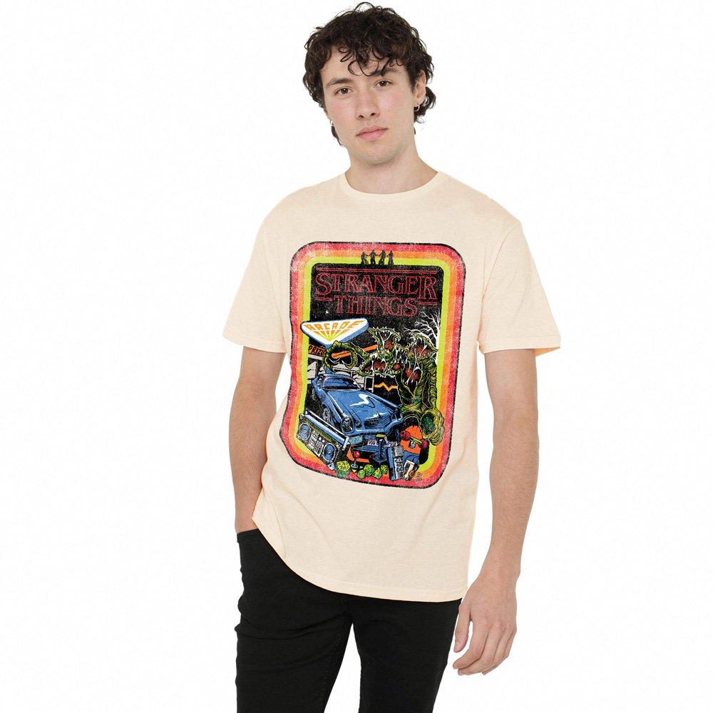 Beige - Stranger Things - Stranger Things Retro Sketch Cover T-Shirt Cream - 1