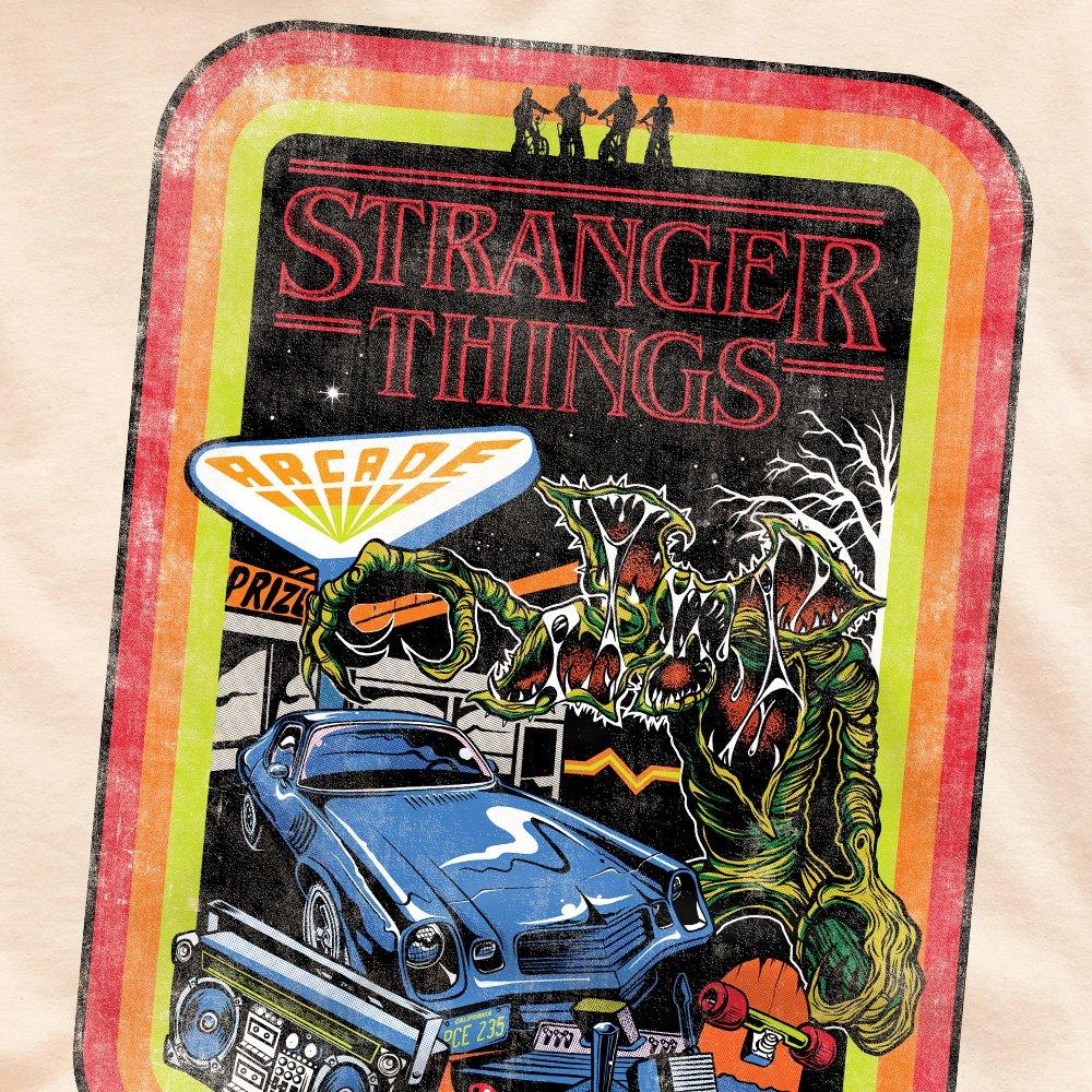 Beige - Stranger Things - Stranger Things Retro Sketch Cover T-Shirt Cream - 2