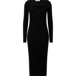 Calvin Klein SOFT WOOL RIB LAYERED KNIT DRESS