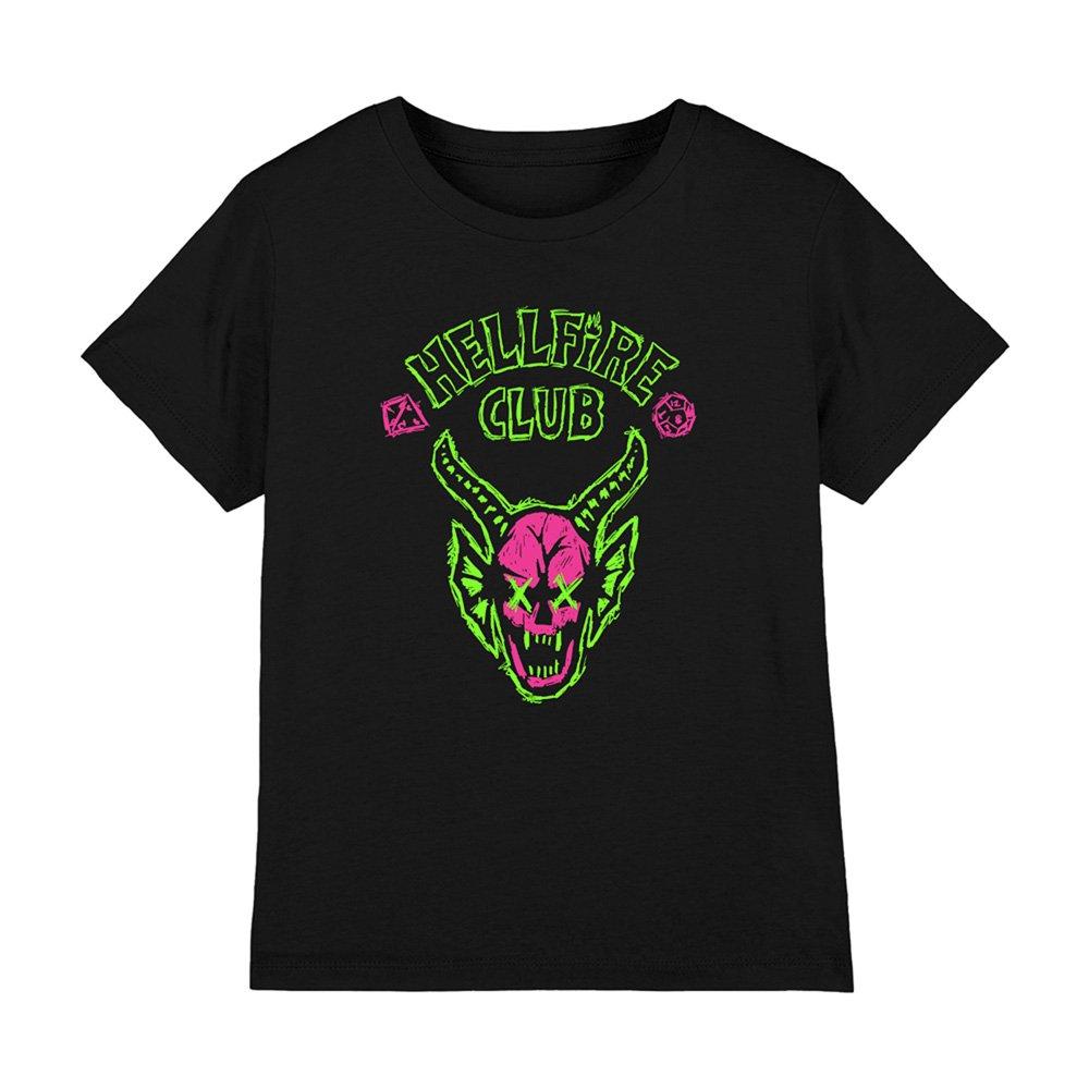 Black - Stranger Things - Stranger Things Hellfire Neon Sketch Logo Kids T-S - 1