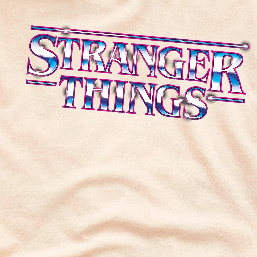 Beige - Stranger Things - Stranger Things Chrome Metal Logo T-Shirt Natural - 2