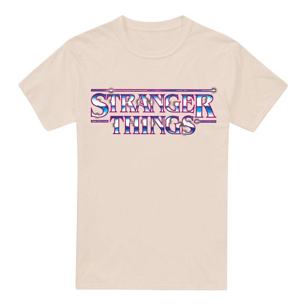 Beige - Stranger Things - Stranger Things Chrome Metal Logo T-Shirt Natural - 4