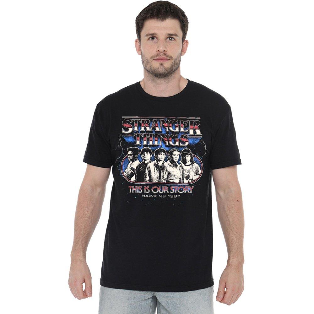 Black - Stranger Things - Stranger Things Retro Thunder Group T-Shirt Black - 1