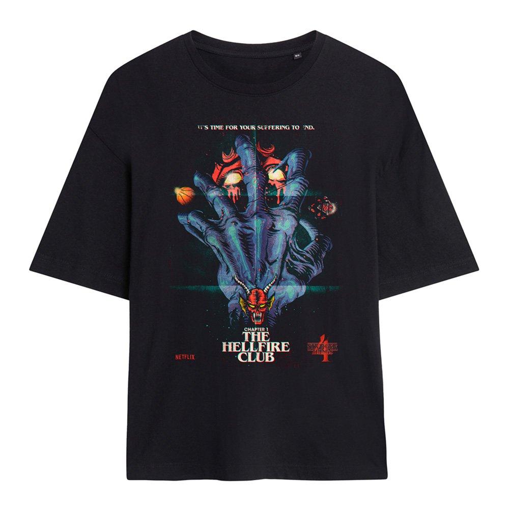 Black - Stranger Things - Stranger Things Hellfire Poster Oversized T-Shirt - 1