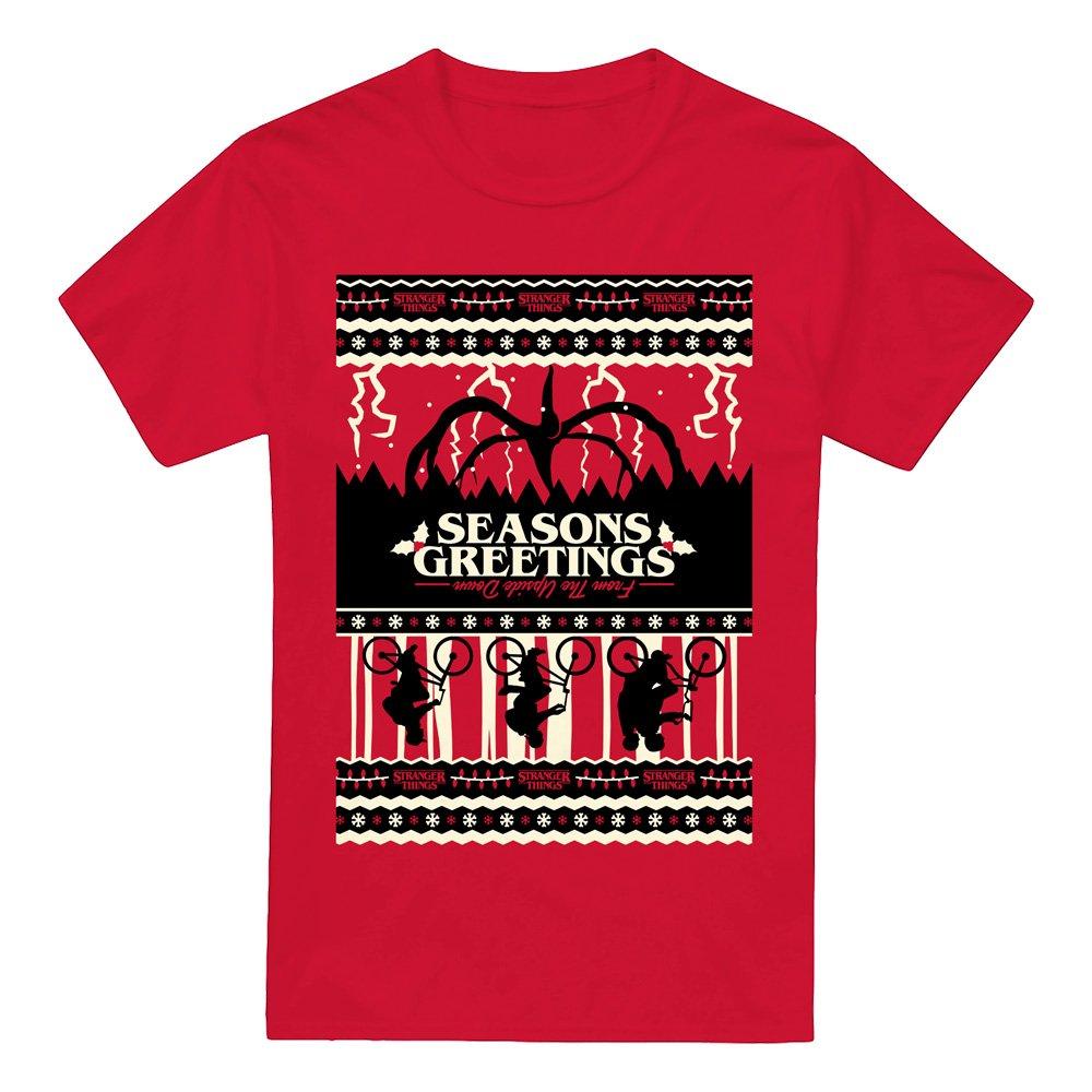 Red - Stranger Things - Stranger Things Fair Isle Christmas T-Shirt Red - 4