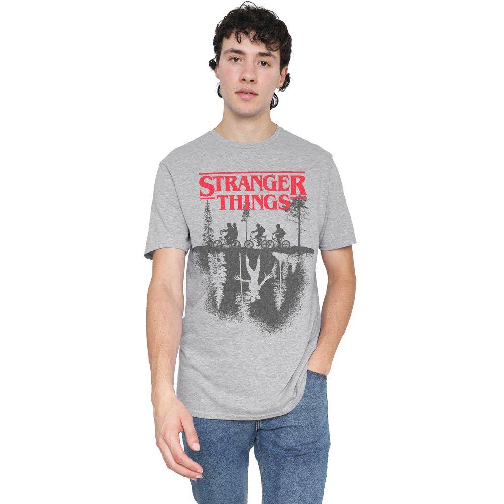 Light Grey - Stranger Things - Stranger Things Silhouette Forest Logo T-Shirt At - 1
