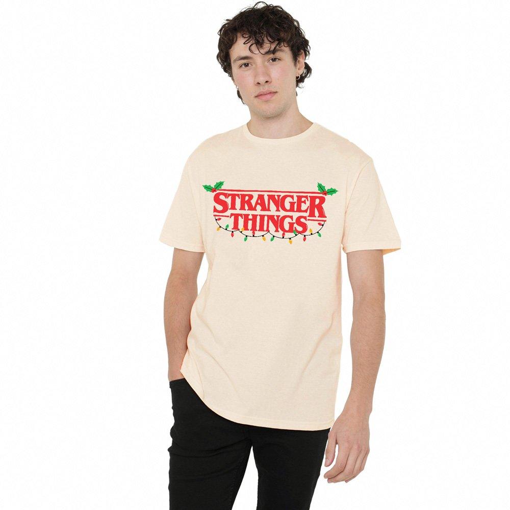 Beige - Stranger Things - Stranger Things Christmas Logo T-Shirt Natural - 1