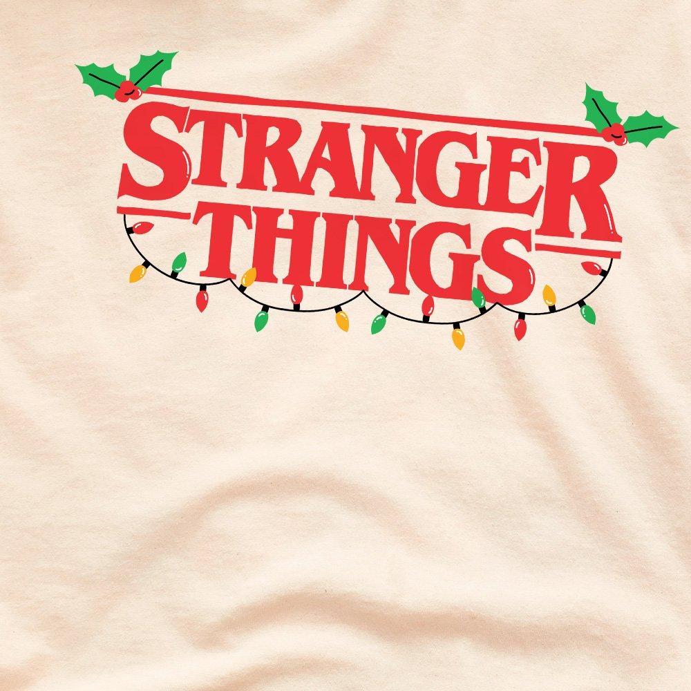 Beige - Stranger Things - Stranger Things Christmas Logo T-Shirt Natural - 2