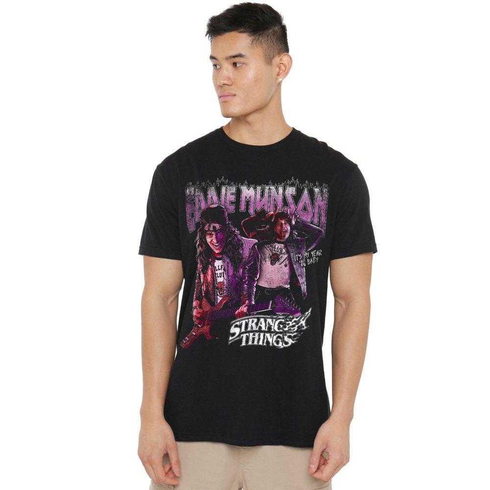 Black - Stranger Things - Stranger Things Eddie Munson Homage 86 T-Shirt Bl - 1