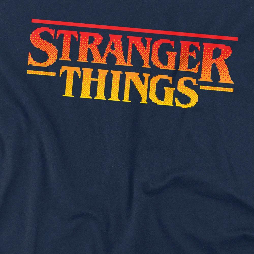 Navy - Stranger Things - Stranger Things Sunset Pixel Logo Kids T-Shirt Na - 2