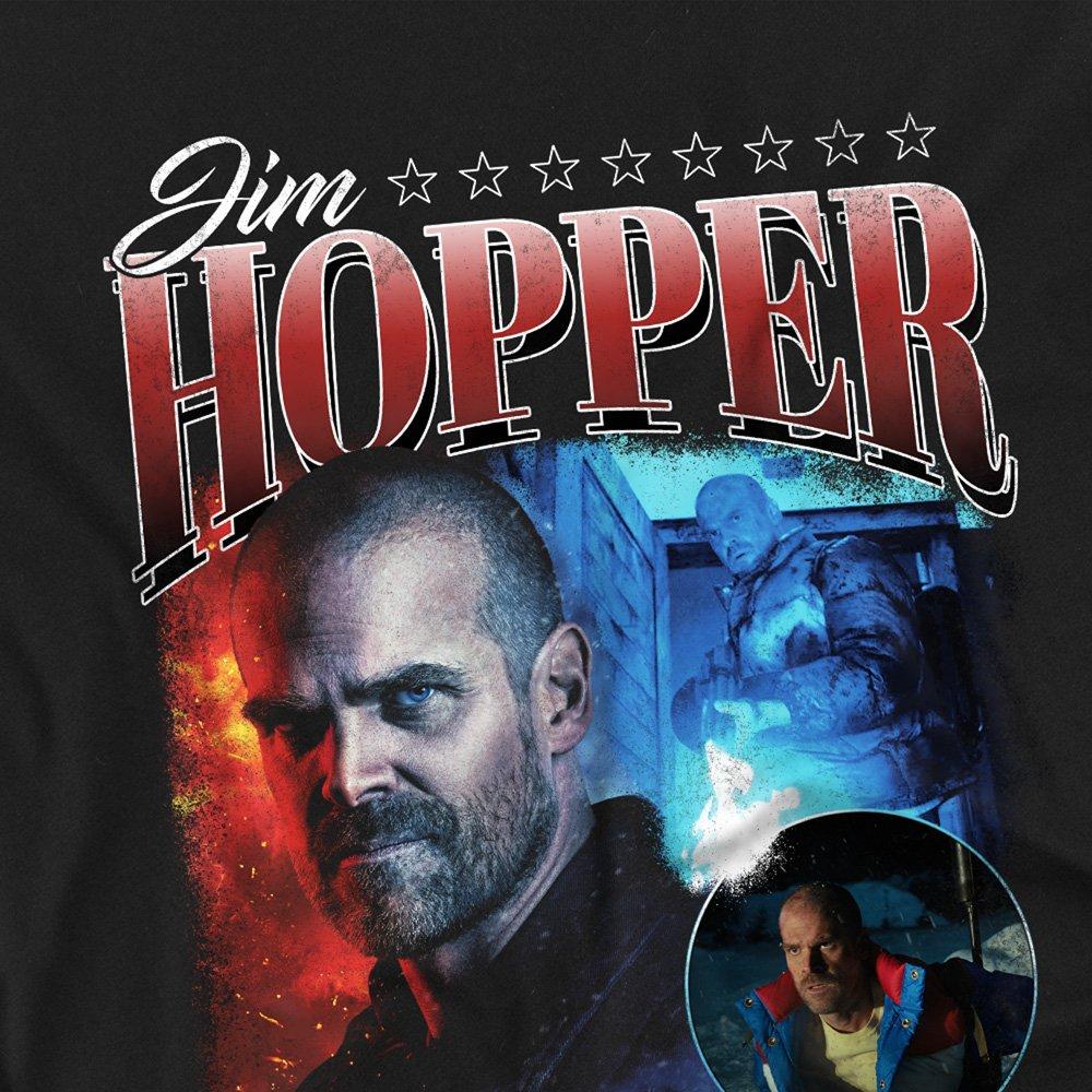 Black - Stranger Things - Stranger Things - Season Four Jim Hopper Homage T- - 2