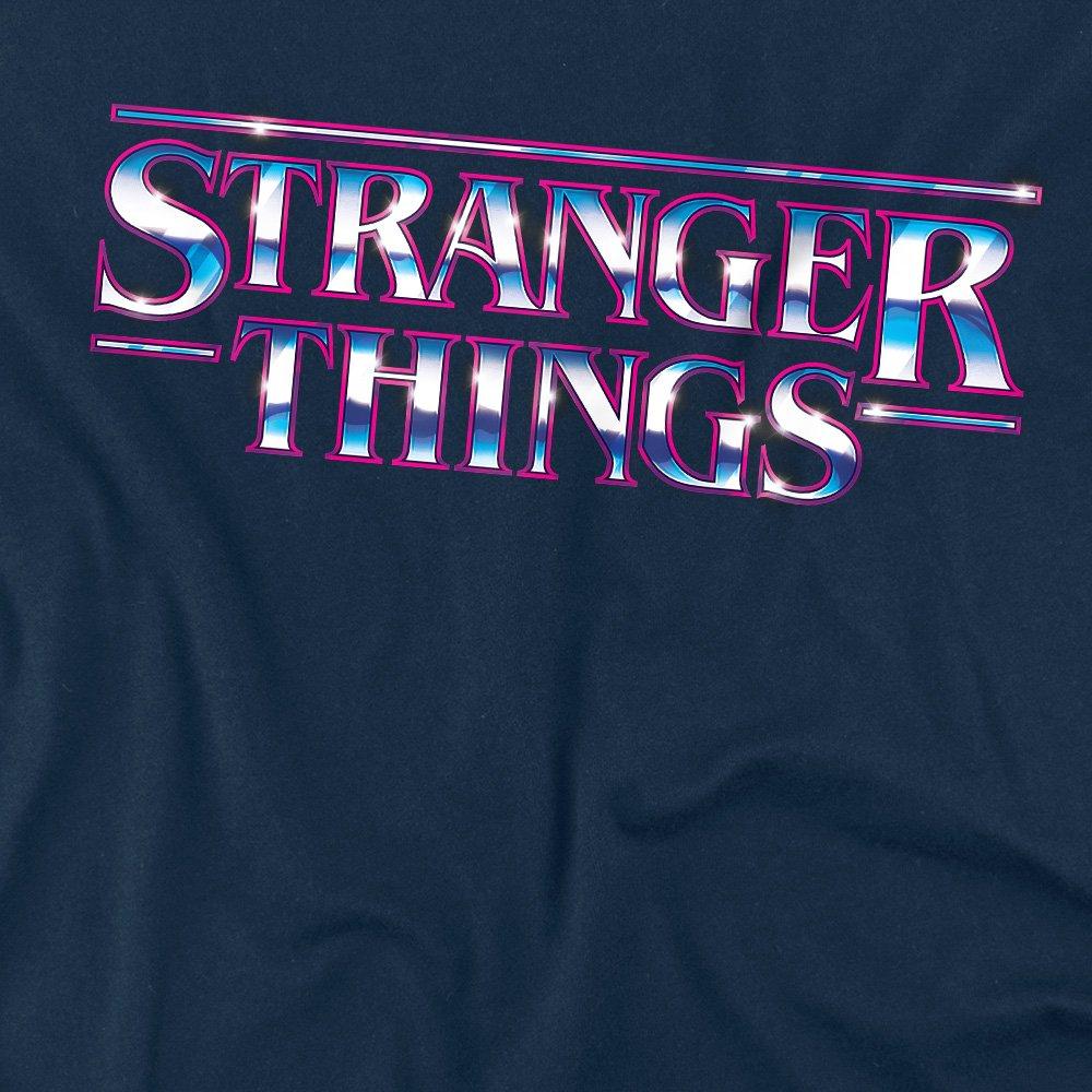 Navy - Stranger Things - Stranger Things Chrome Metal Logo T-Shirt Navy - 2