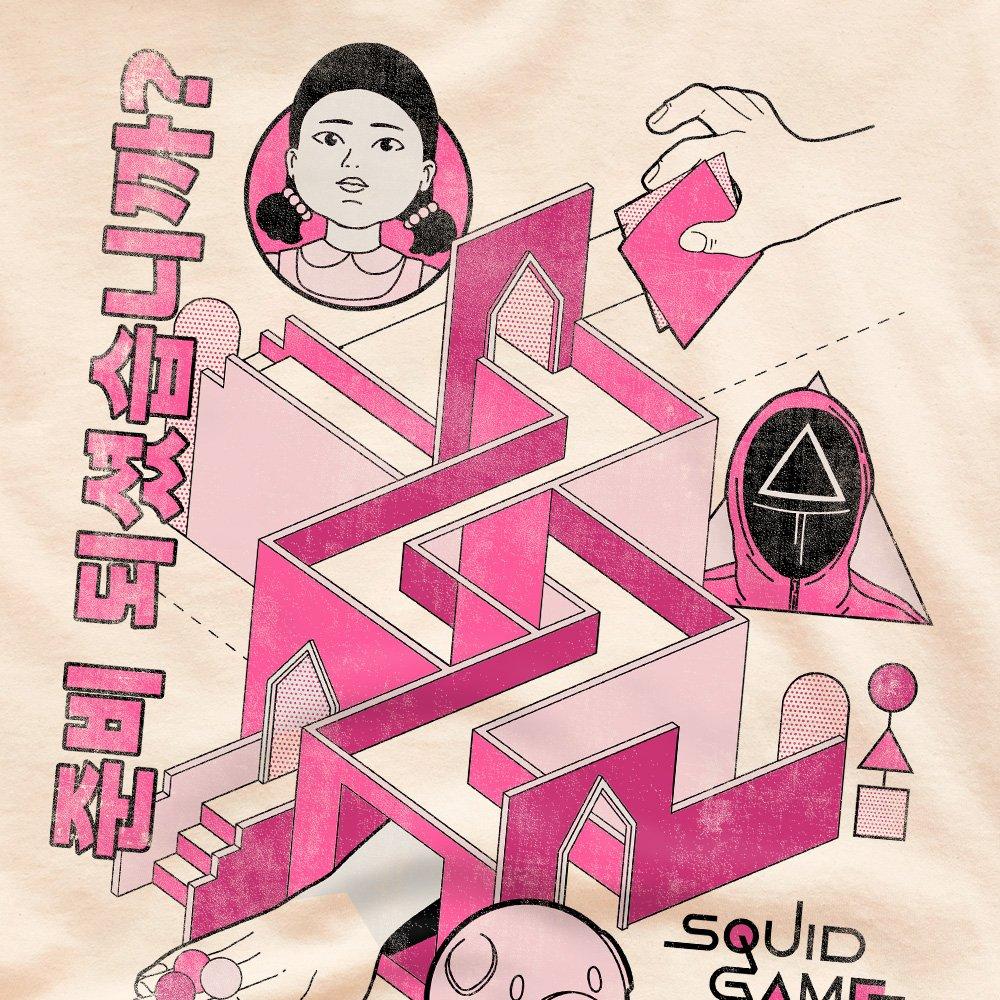 Natural - Squid Game - SQUID GAME COMIC MAZE T-Shirt Natural - 2