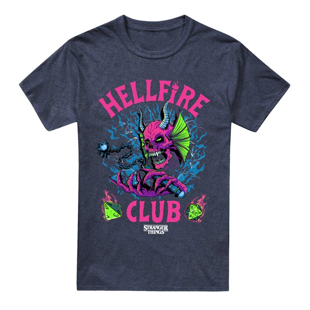 Navy - Stranger Things - Stranger Things Hellfire Neon Dice T-Shirt Navy - 4