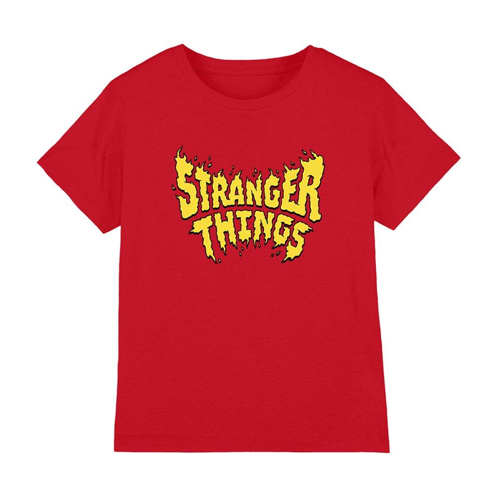 Red - Stranger Things - Stranger Things Flame Logo Kids T-Shirt Red - 1