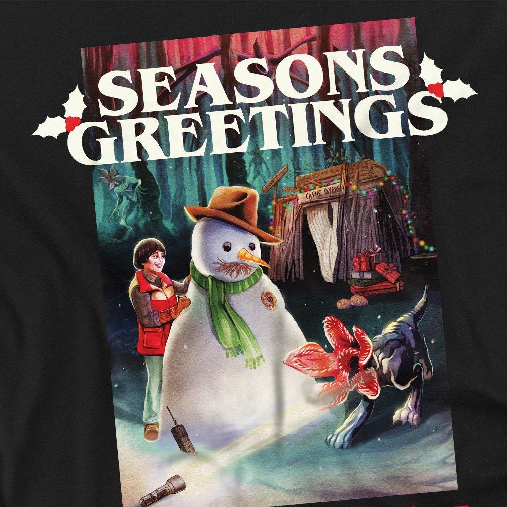 Black - Stranger Things - Stranger Things Seasons Greetings Snowman Christma - 2