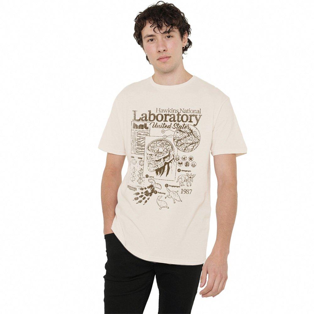 Beige - Stranger Things - Stranger Things Hawkins Lab Mono T-Shirt Natural - 1