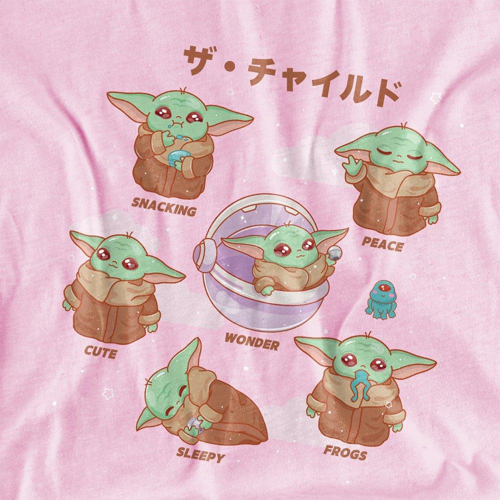 Pink - Star Wars - The Mandalorian Grogu Cute Traits Japanese Kids T- - 2