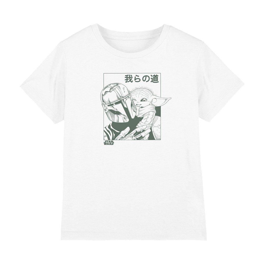 White - Star Wars - The Mandalorian Grogu And Mando Manga Kids T-Shirt - 1