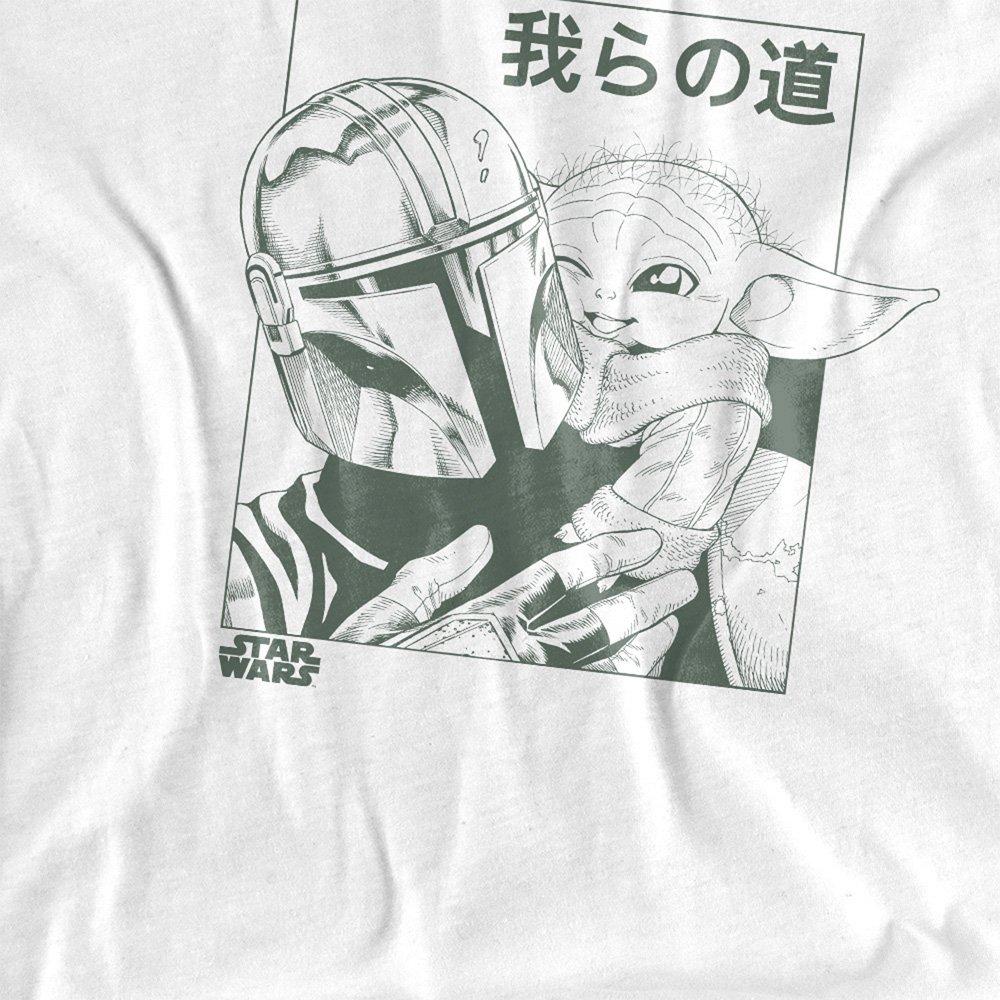 White - Star Wars - The Mandalorian Grogu And Mando Manga Kids T-Shirt - 2