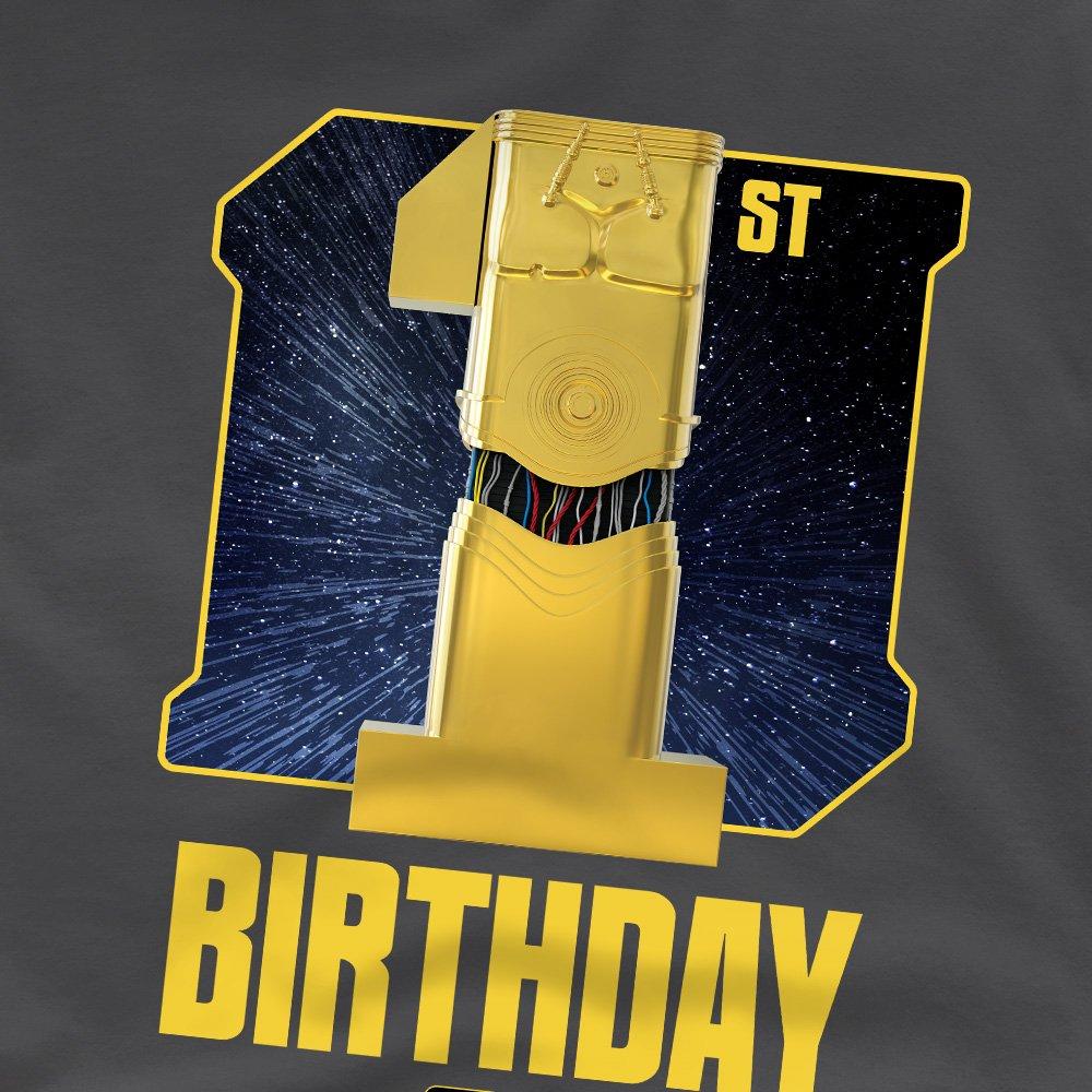 Charcoal - Star Wars - Star Wars C3Po 1St Birthday Space Kids T-Shirt Cha - 2