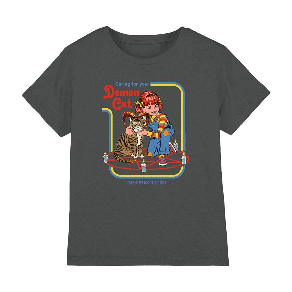 Charcoal - Steven Rhodes - Steven Rhodes Caring For Your Demon Cat Kids T-Shi - 1