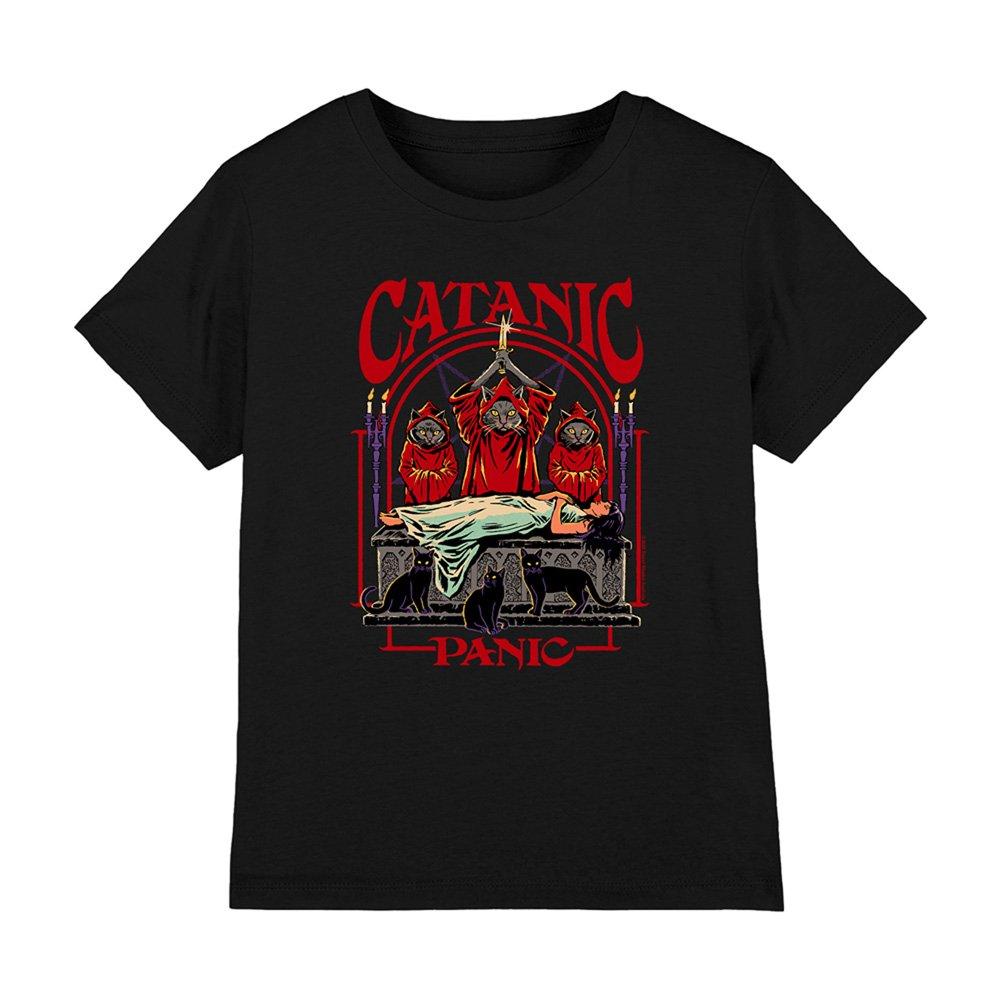 Black - Steven Rhodes - Steven Rhodes Catanic Panic Kids T-Shirt Black - 1
