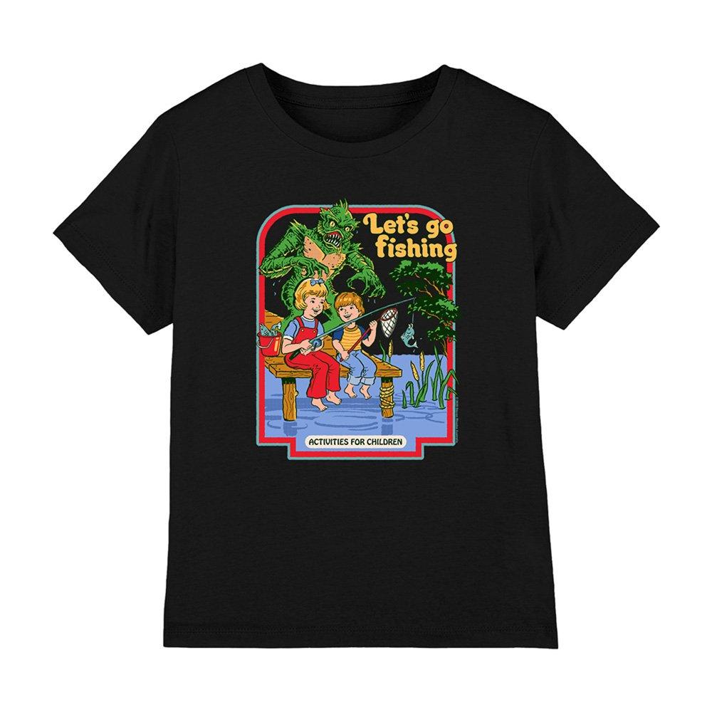 Black - Steven Rhodes - Steven Rhodes LetS Go Fishing Kids T-Shirt Black - 1