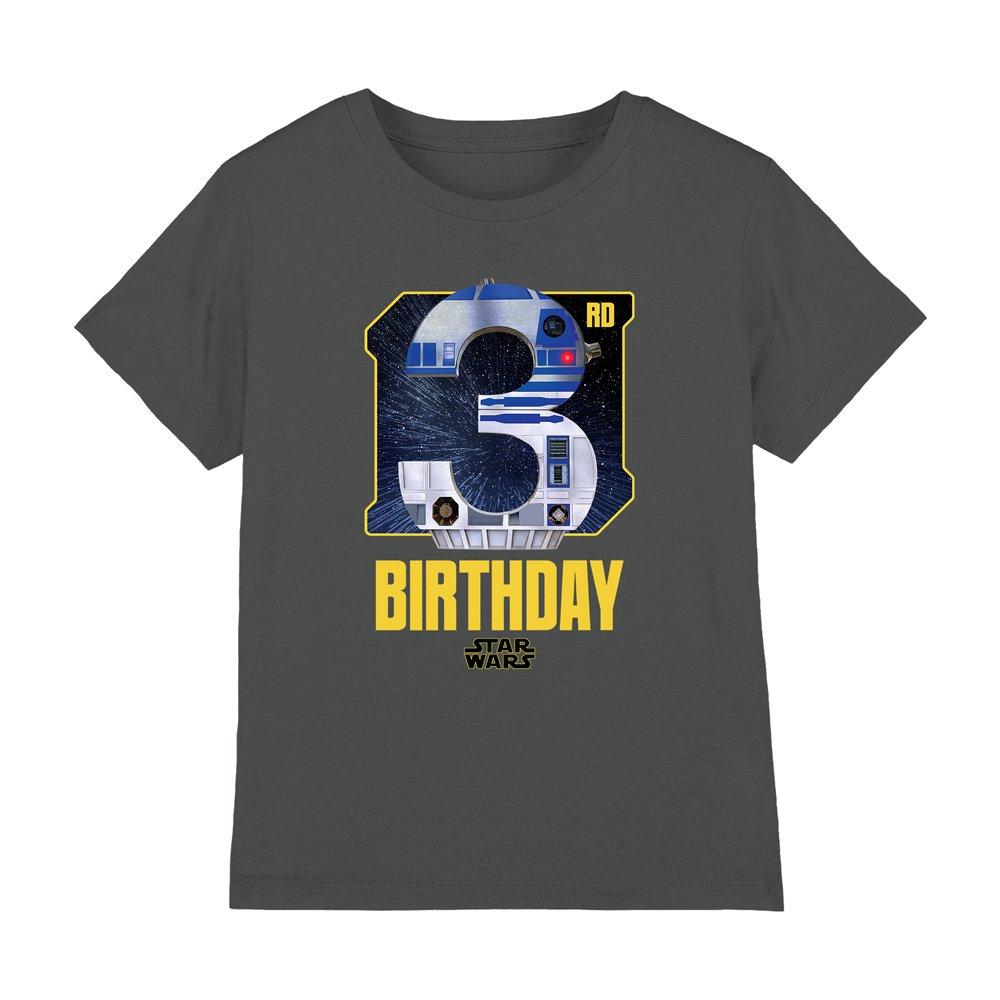 Charcoal - Star Wars - Star Wars R2D2 3Rd Birthday Space Kids T-Shirt Cha - 1