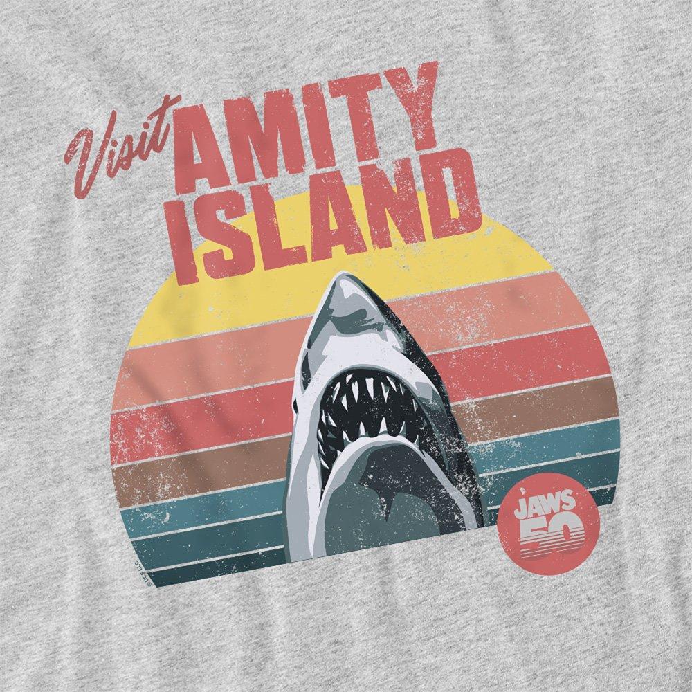 Light Grey - Universal - Jaws Amity Island 50Th Sunrise T Shirt Athletic H - 2