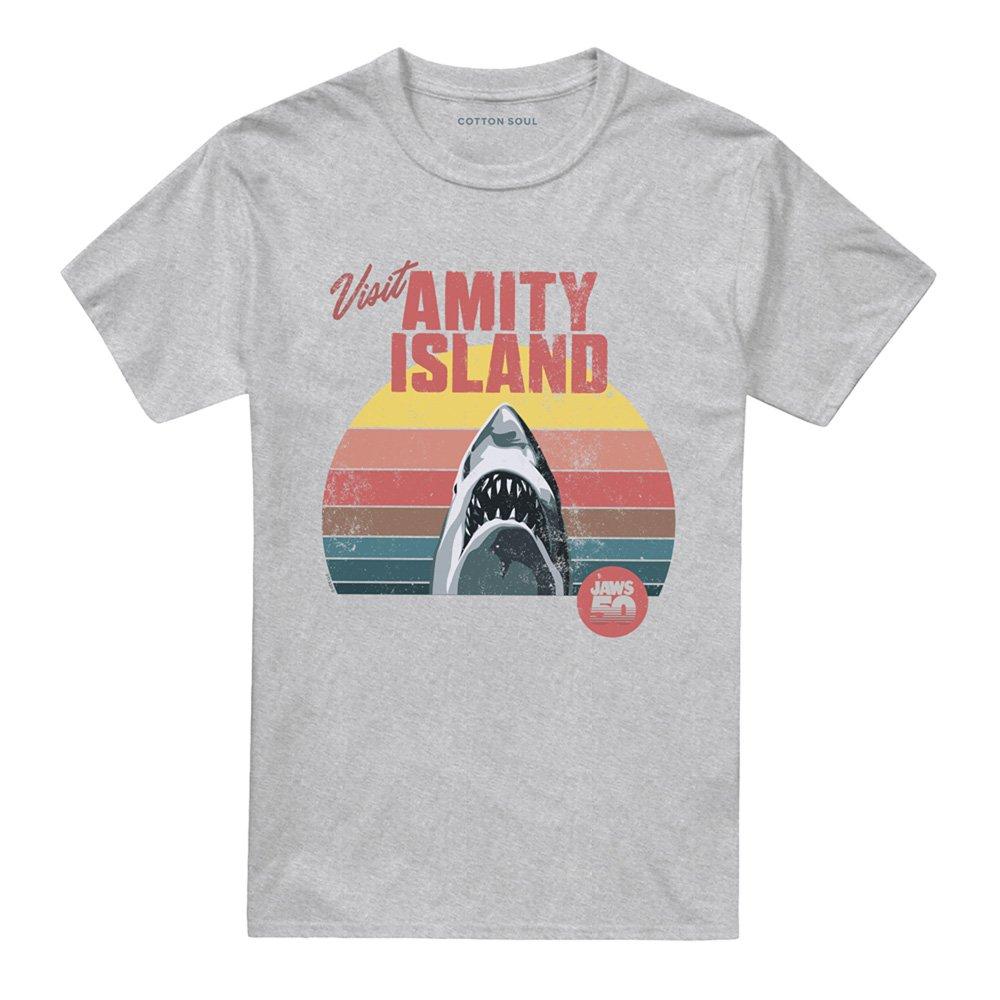 Light Grey - Universal - Jaws Amity Island 50Th Sunrise T Shirt Athletic H - 4