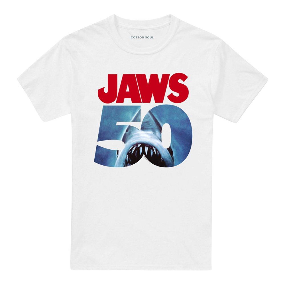 White - Universal - Jaws 50Th Poster Logo T Shirt White - 4