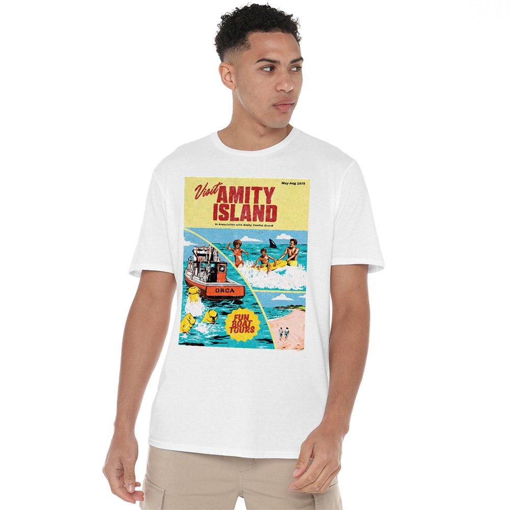 White - Universal - Jaws Visit Amity Travel Poster T Shirt White - 1
