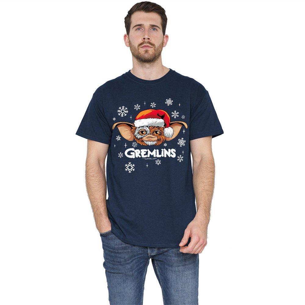 Navy - Warner Brothers - Gremlins Gizmo Christmas Hat T-Shirt Navy - 1