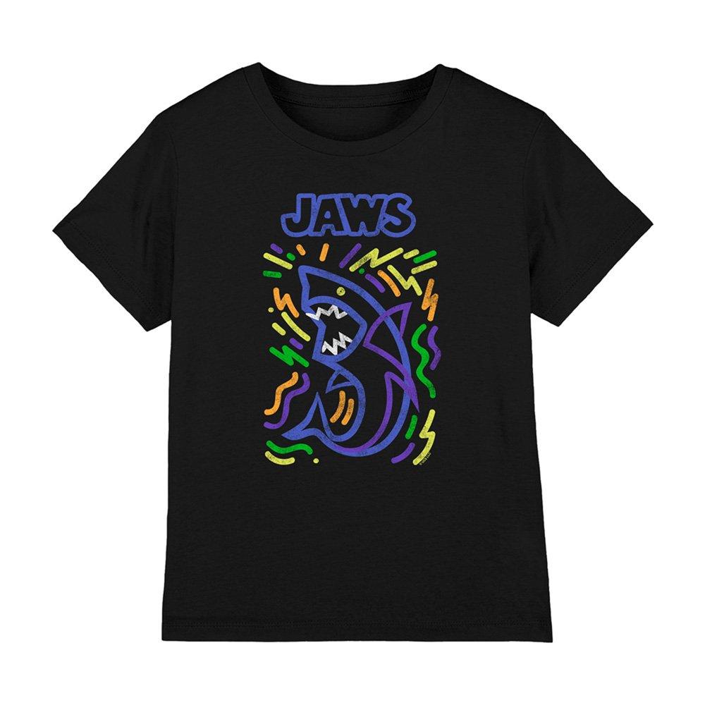 Black - Universal - Jaws Bruce Graffiti Neon Kids T Shirt Black - 1