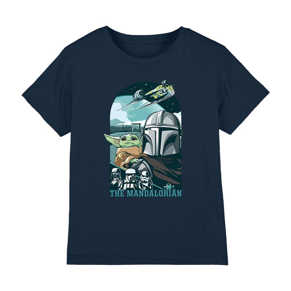 Navy - Star Wars - The Mandalorian And Grogu Razor Crest Kids T Shirt - 1