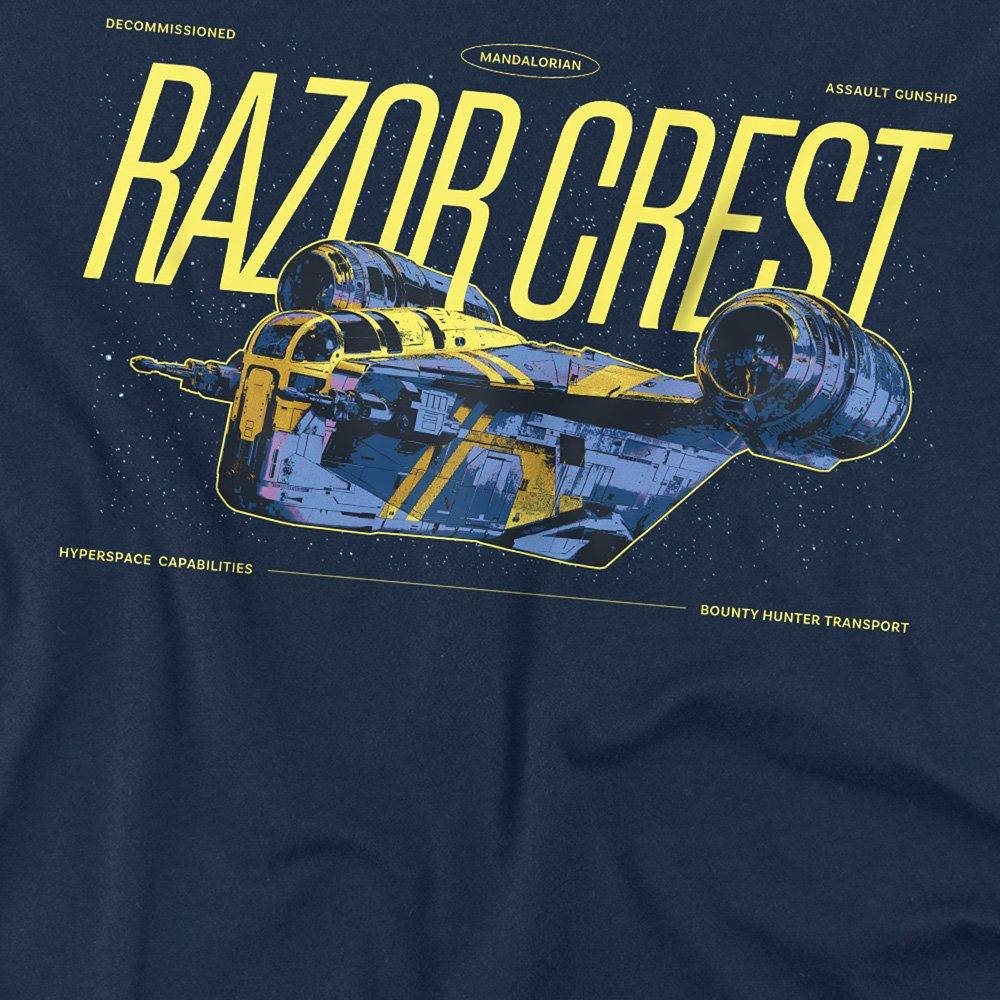 Navy - Star Wars - The Mandalorian Grogu Razor Crest Gunship T Shirt - 2