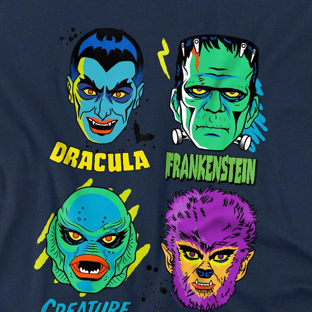 Navy - Universal - Universal Monsters Monster Heads Kids T-Shirt Nav - 2