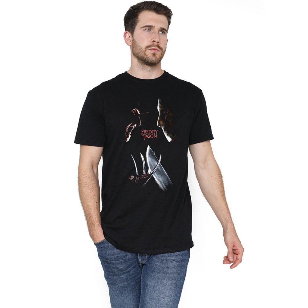 Warner Brothers Men's Freddy Vs Jason Face Off Poster T-Shirt Black - M
