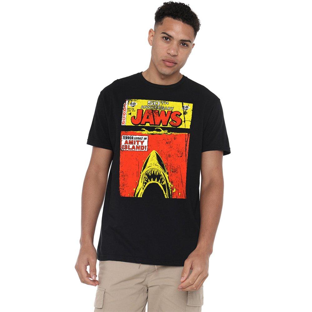 Universal Jaws Retro Comic Poster T Shirt Black
