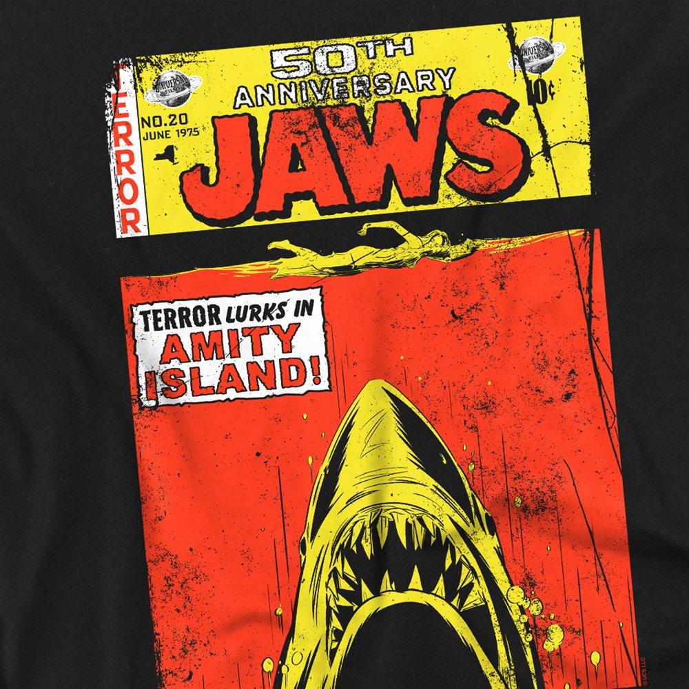 Black - Universal - Jaws Retro Comic Poster T Shirt Black - 2