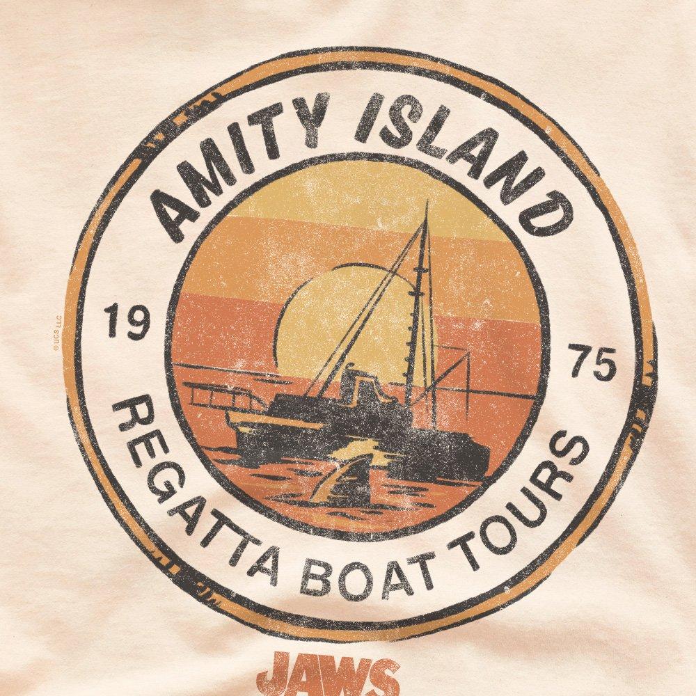 Natural - Universal - Jaws Amity Island Boat Tours T Shirt Natural - 2