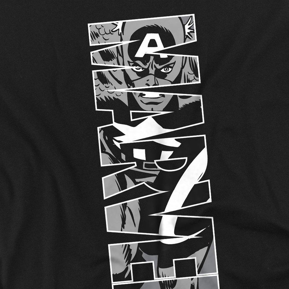 Black - Captain America - Marvel Captain America Vertical Cotton Mens T-Shir - 2